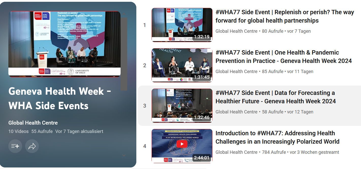 RECORDING: Geneva Health Week - WHA Side Events